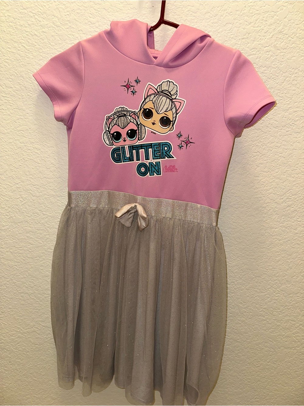 LOL Surprise Girls L 10/12 Pink Hooded Tulle Dress
